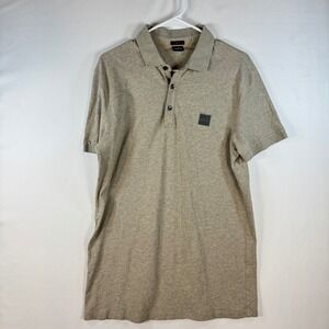 BOSS Hugo Boss Mens Slim Fit Polo Shirt Tan Heather Short Sleeve Logo Size L